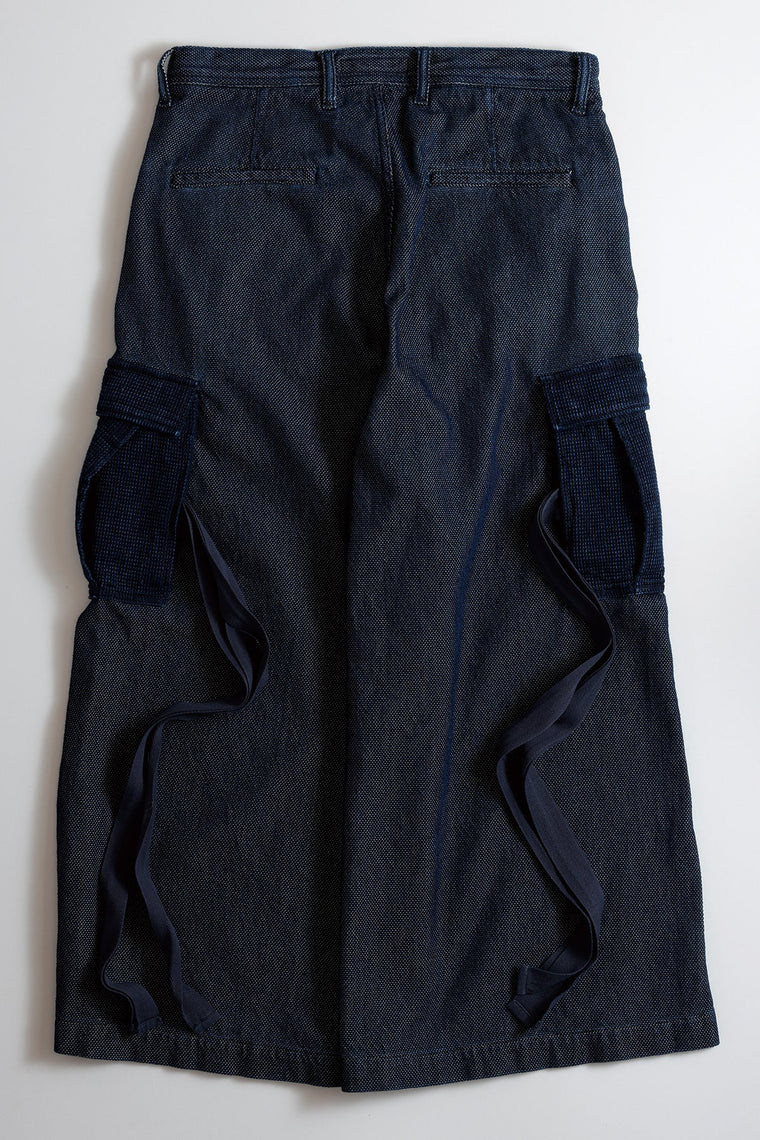 FUNDAMENTAL HAKAMA CARGO PANTS RINSE-INDIGO