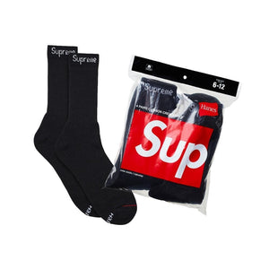 SUPREME HANES® CREW SOCKS (4 PACK)-BLACK
