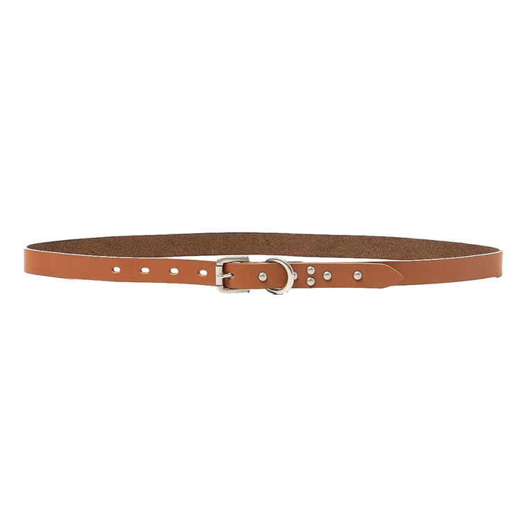 HOBO STUDDED ROLLER BUCKLE BELT COW LEATHER-CAMEL