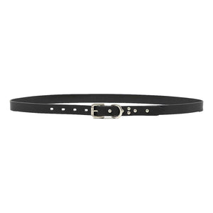 HOBO STUDDED ROLLER BUCKLE BELT COW LEATHER-BLACK