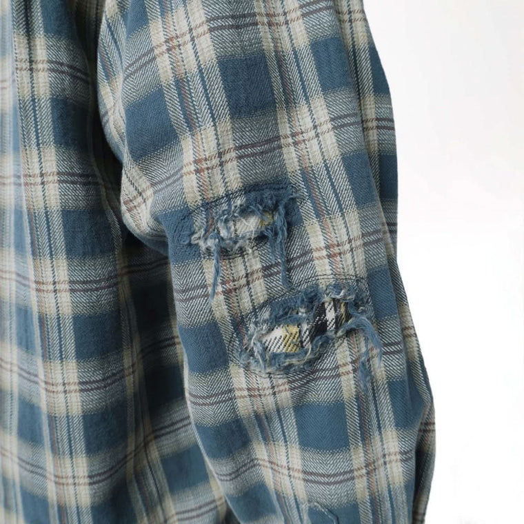 MADNESS HERRINGBONE FLUFFY WORKSHIRT (MADE IN JAPAN)-BLUE