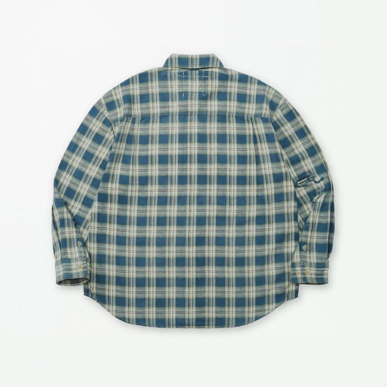 MADNESS HERRINGBONE FLUFFY WORKSHIRT (MADE IN JAPAN)-BLUE
