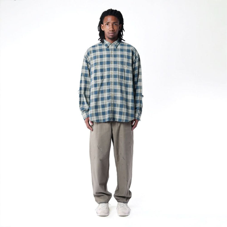 MADNESS HERRINGBONE FLUFFY WORKSHIRT (MADE IN JAPAN)-BLUE
