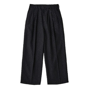 WHITE MOUNTAINEERING HERRINGBONE JACQUARD 3 TUCK WIDE PANTS-BLACK