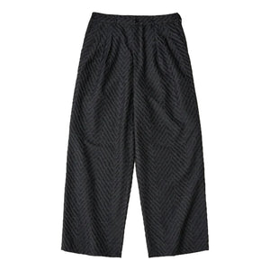 WHITE MOUNTAINEERING HERRINGBONE JACQUARD 3 TUCK WIDE PANTS-CHARCOAL