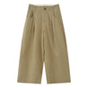 ESPRIT HIGH WAIST PLEATED CROPPED WIDE-LEG PANTS-KHAKI