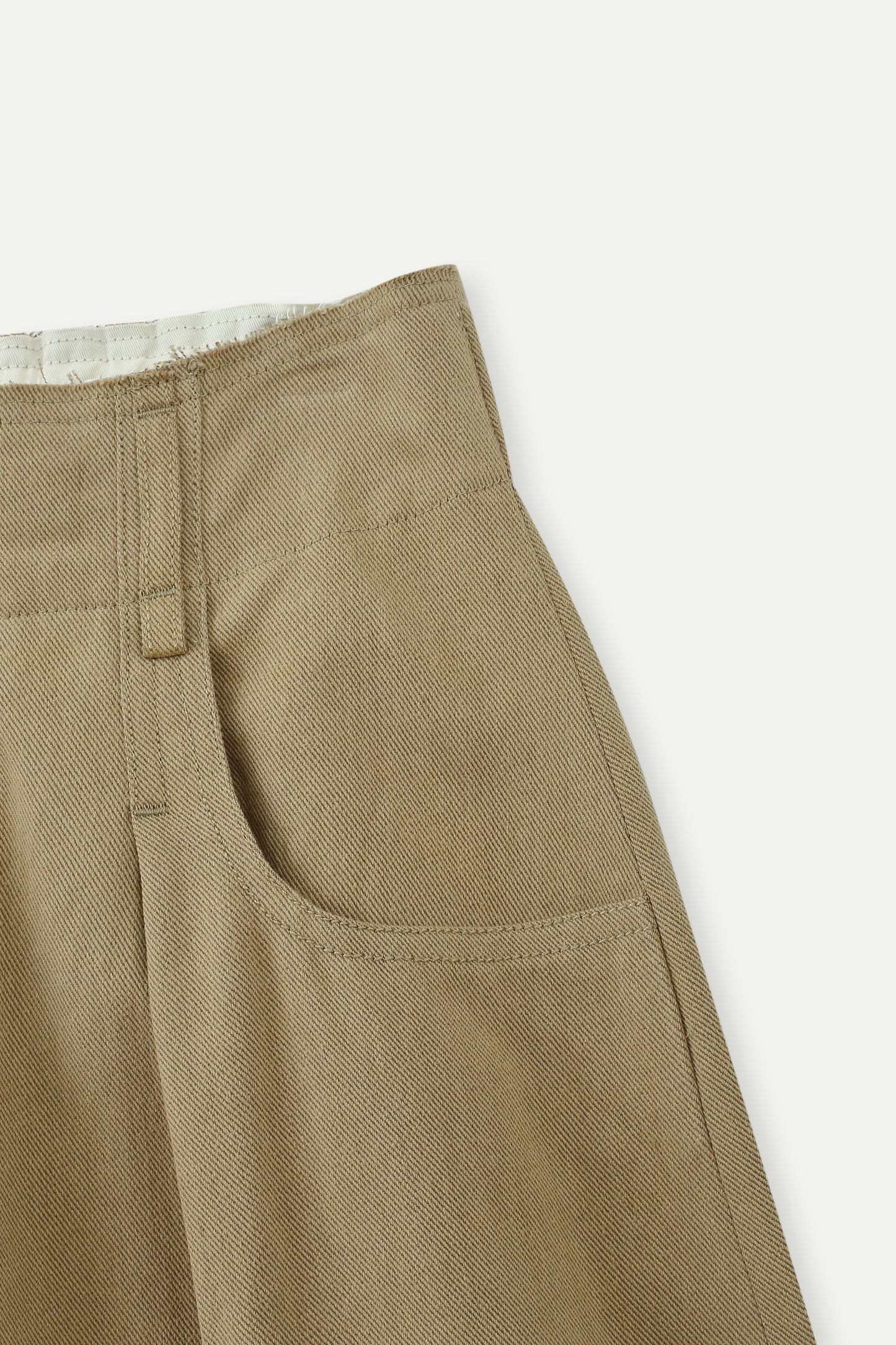 ESPRIT HIGH WAIST PLEATED CROPPED WIDE-LEG PANTS-KHAKI