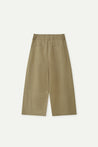 ESPRIT HIGH WAIST PLEATED CROPPED WIDE-LEG PANTS-KHAKI