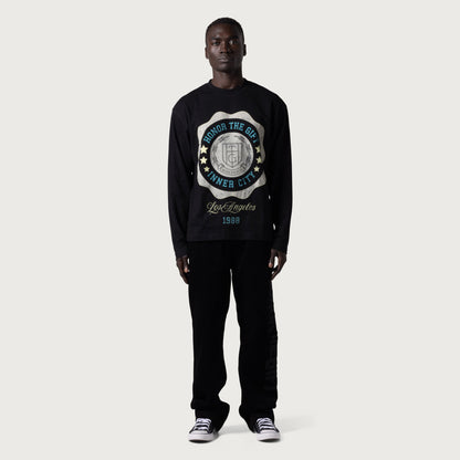 HONOR THE GIFT HTG® SEAL LOGO LS TEE-BLACK