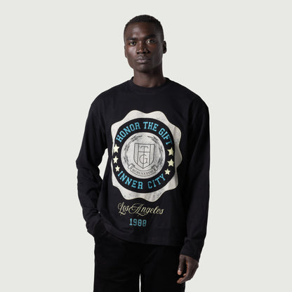 HONOR THE GIFT HTG® SEAL LOGO LS TEE-BLACK
