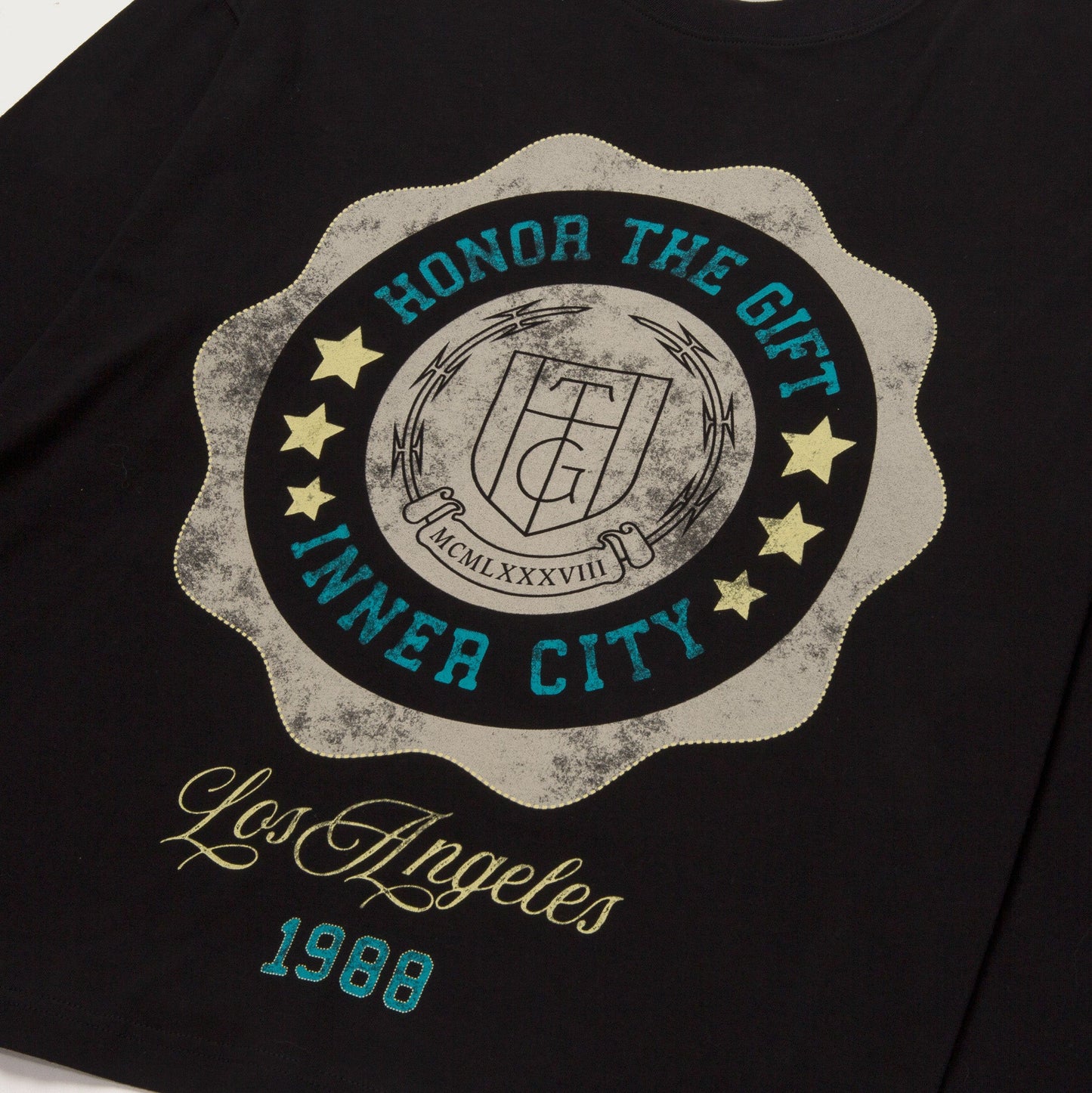 HONOR THE GIFT HTG® SEAL LOGO LS TEE-BLACK