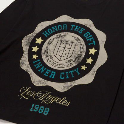 HONOR THE GIFT HTG® SEAL LOGO LS TEE-BLACK