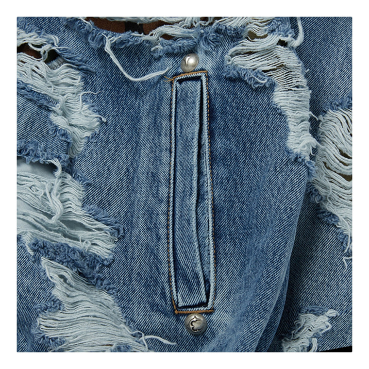 THUG CLUB HELL DENIM CAMO HOODED ZIP-UP-BLUE