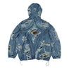 THUG CLUB HELL DENIM CAMO HOODED ZIP-UP-BLUE