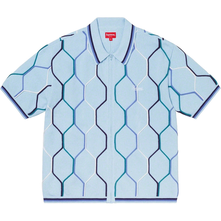 SUPREME HEX ZIP UP POLO-BLUE