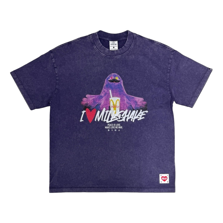 2ND CLOSET "I LOVE MILKSHAKE" WASHED T-SHIRT-WASHED PURPLE