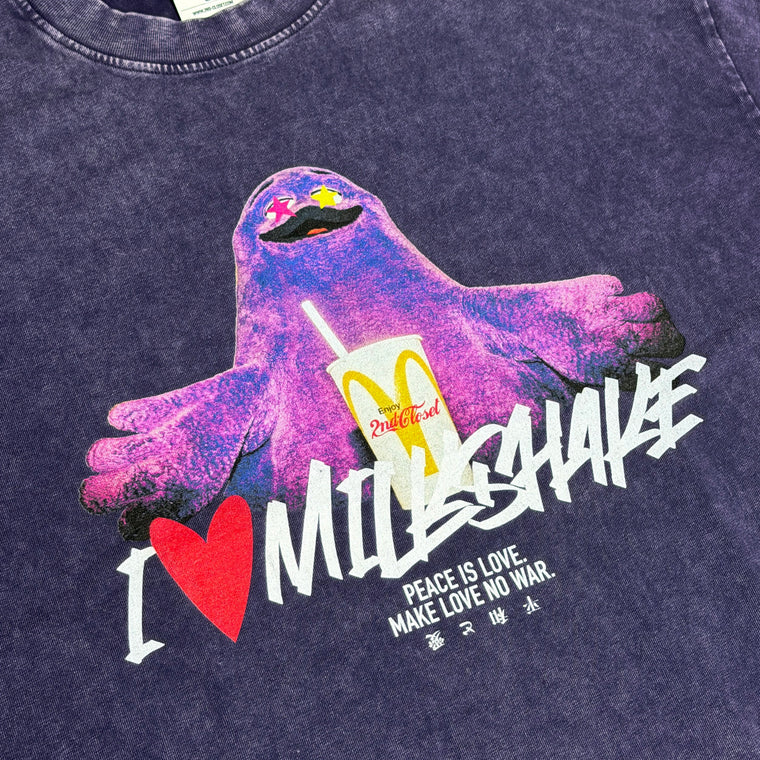 2ND CLOSET "I LOVE MILKSHAKE" WASHED T-SHIRT-WASHED PURPLE