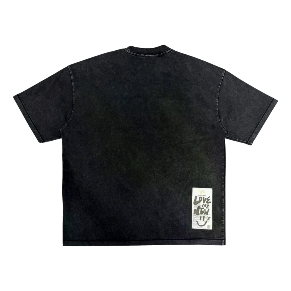 2ND CLOSET "I LOVE MILKSHAKE" WASHED T-SHIRT-WASHED BLACK