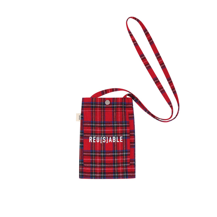 A[S]USL CHECKS SMALL SHOULDER BAG-RED CHECKERED