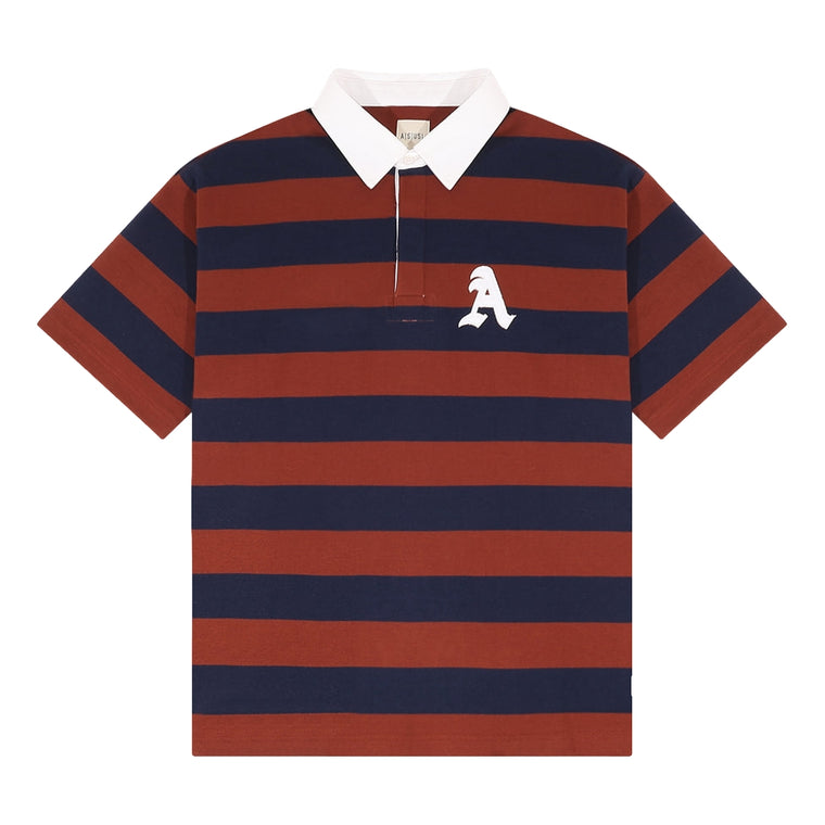 A[S]USL BORDER POLO SHIRT-BROWN STRIPE