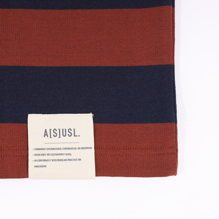 A[S]USL BORDER POLO SHIRT-BROWN STRIPE