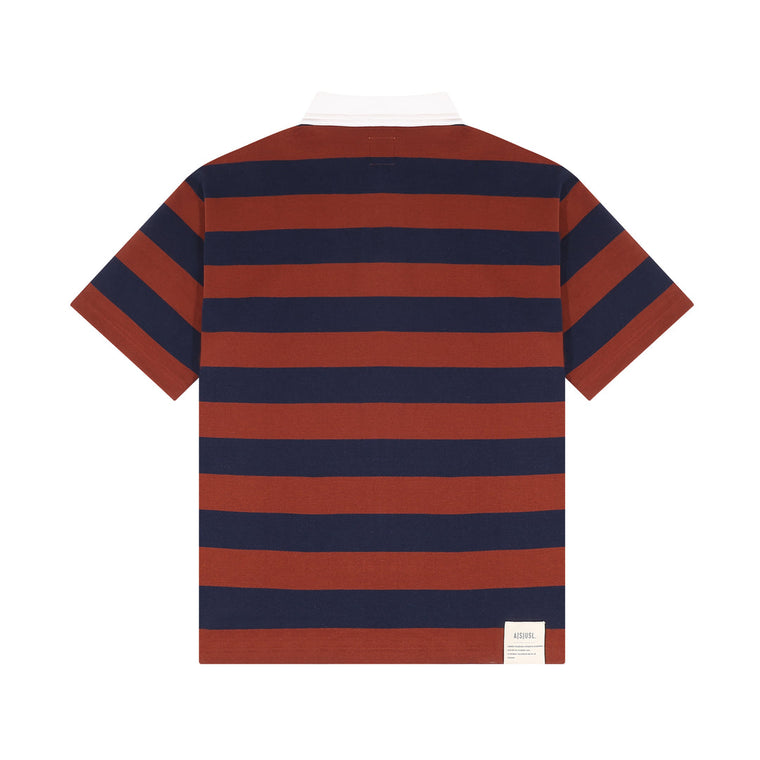 A[S]USL BORDER POLO SHIRT-BROWN STRIPE