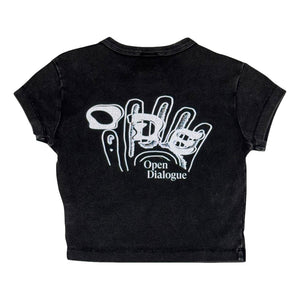 OPEN DIALOGUE WOMEN SLIM T-SHIRT-WASHED BLACK