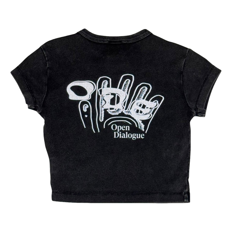 OPEN DIALOGUE WOMEN SLIM T-SHIRT-WASHED BLACK