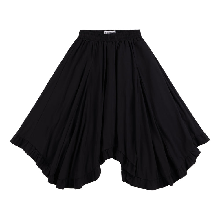 NEUTRAL SOCIETY IRREGULAR RUFFLE SKIRT-BLACK