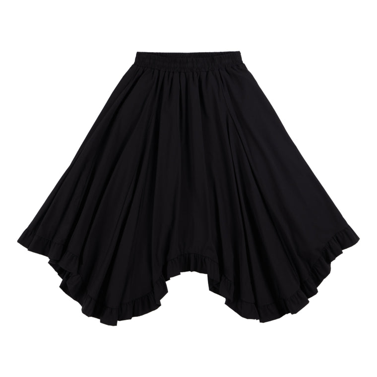 NEUTRAL SOCIETY IRREGULAR RUFFLE SKIRT-BLACK