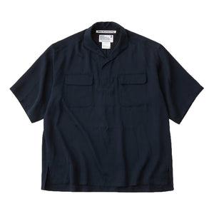 WHITE MOUNTAINEERING ITALIAN COLLAR SHORT SLEEVE SHIRT-NAVY
