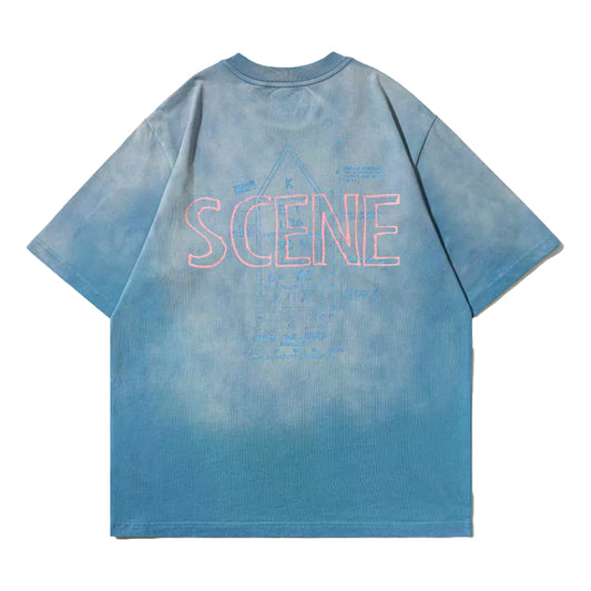 SCENE BY ICE FIRE JACKSON SNOW WASHED TEE-BLUE
