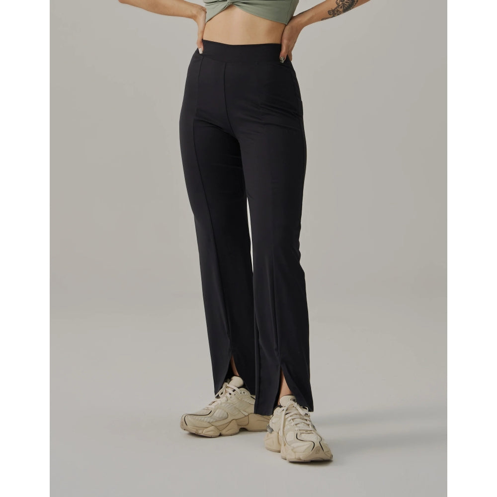 TEAMJOINED JOINED® WOMEN FRONT SLIT WIDE LEG PANT-BLACK