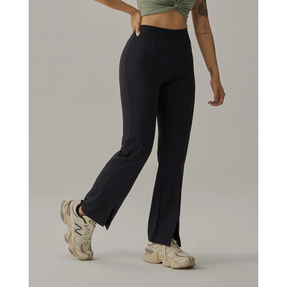 TEAMJOINED JOINED® WOMEN FRONT SLIT WIDE LEG PANT-BLACK