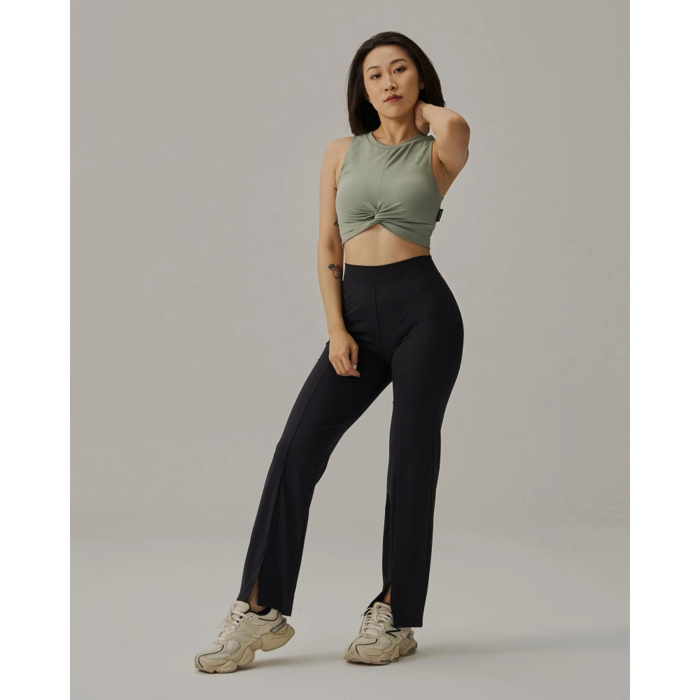 TEAMJOINED JOINED® WOMEN FRONT SLIT WIDE LEG PANT-BLACK