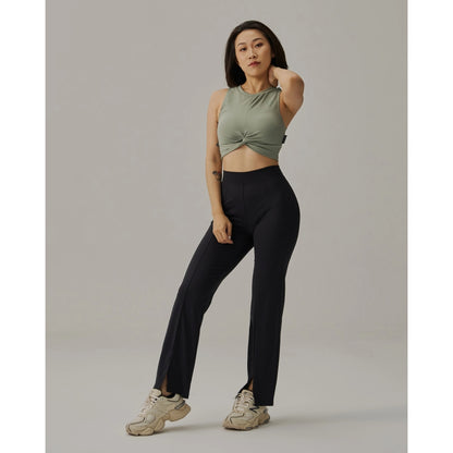 TEAMJOINED JOINED® WOMEN FRONT SLIT WIDE LEG PANT-BLACK