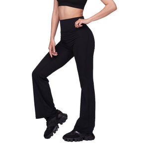 TEAMJOINED JOINED® WOMEN HIGHT-WAIST PEACH MINI FLARED PANT-BLACK