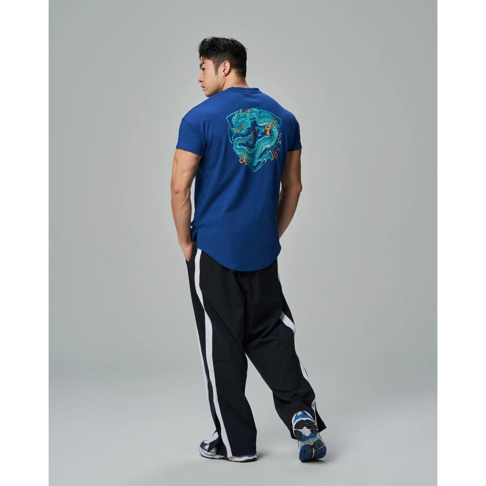 TEAMJOINED JOINED® CNY24 COILED DRAGON DROP SHOULDER MUSCLE TEE-DARK BLUE