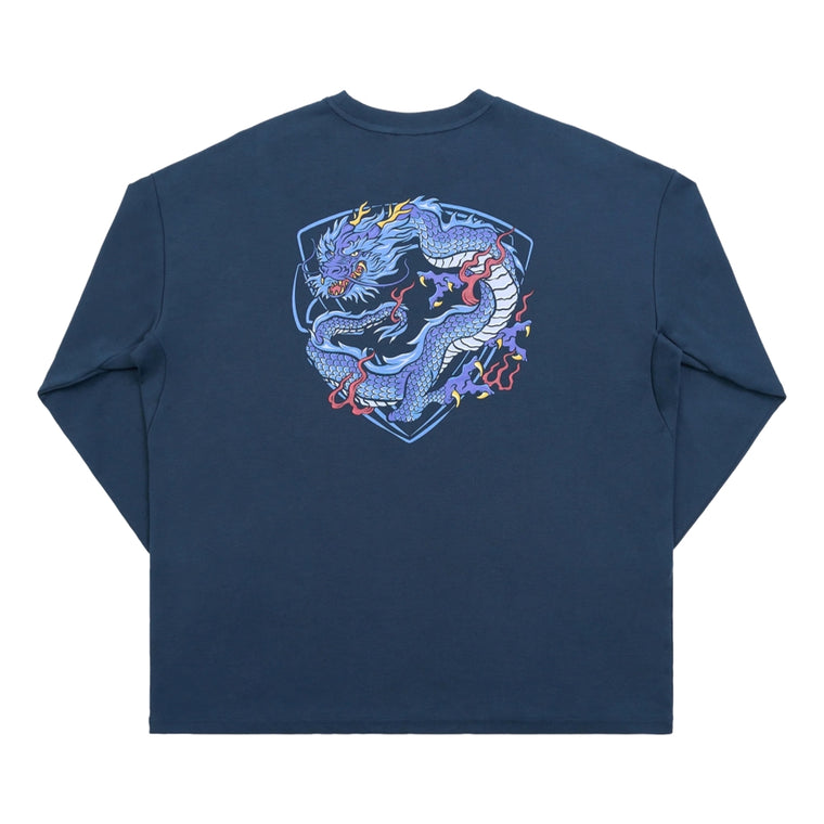 TEAMJOINED JOINED® CNY24 COILED DRAGON OVERSIZED LONG SLEEVES-DARK BLUE