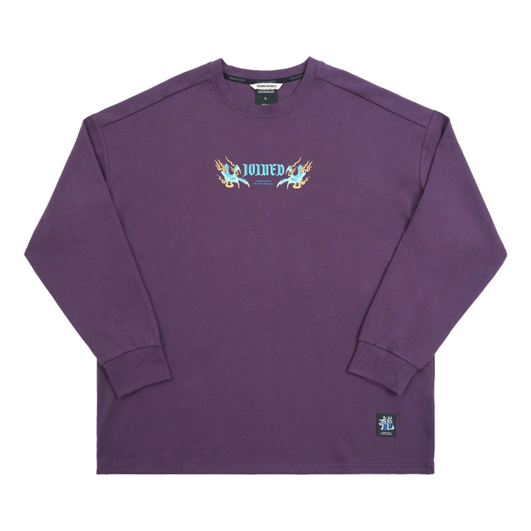 TEAMJOINED JOINED® CNY24 COILED DRAGON OVERSIZED LONG SLEEVES-DUSTY PURPLE