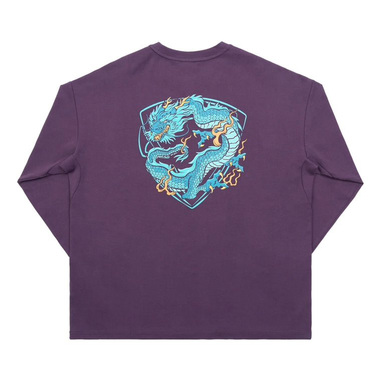 TEAMJOINED JOINED® CNY24 COILED DRAGON OVERSIZED LONG SLEEVES-DUSTY PURPLE