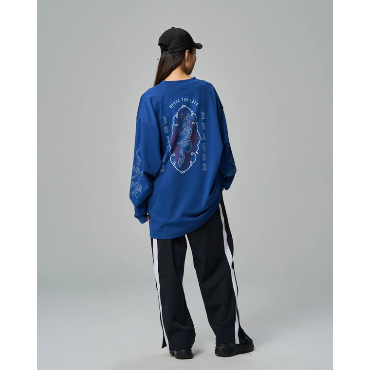 TEAMJOINED JOINED® CNY24 DRAGON EXTRA OVERSIZED LONG SLEEVES-DARK BLUE