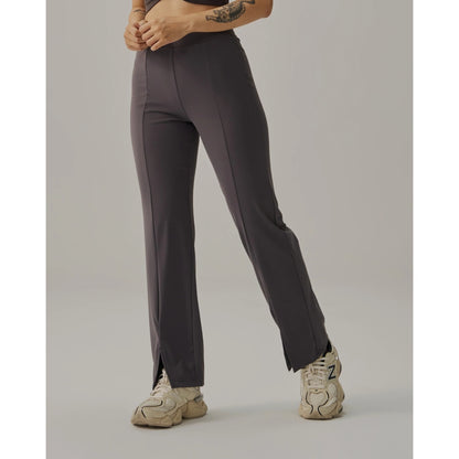 TEAMJOINED JOINED® WOMEN FRONT SLIT WIDE LEG PANT-DARK GREY