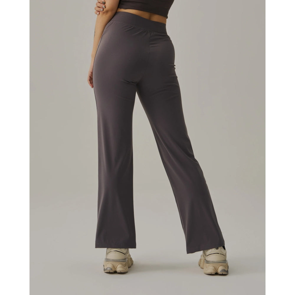 TEAMJOINED JOINED® WOMEN FRONT SLIT WIDE LEG PANT-DARK GREY