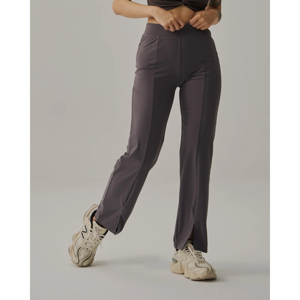 TEAMJOINED JOINED® WOMEN FRONT SLIT WIDE LEG PANT-DARK GREY