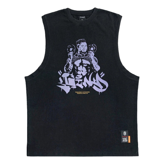 TEAMJOINED JOINED® HDK BABAHERO SLEEVES CUT OVERSIZED TOP-BLACK