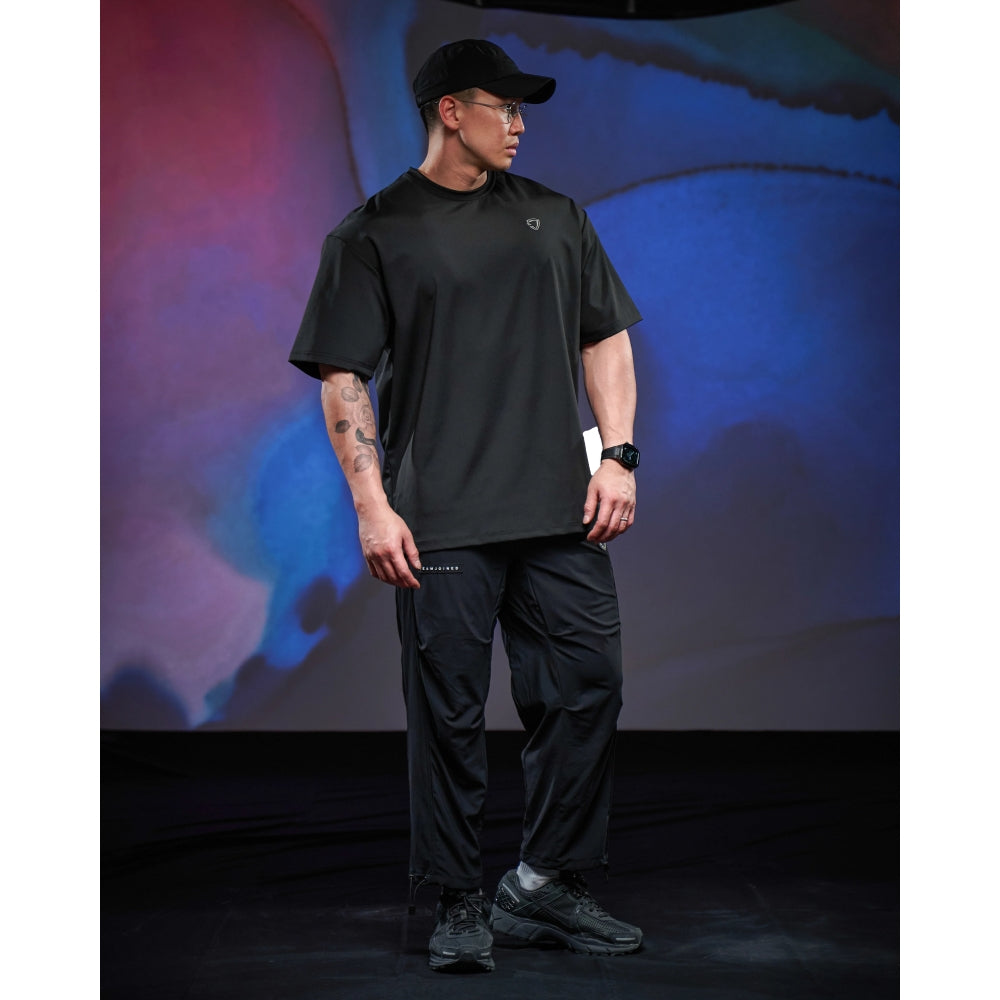 TEAMJOINED JOINED® PANELED STRETCH WIDE TROUSERS-BLACK