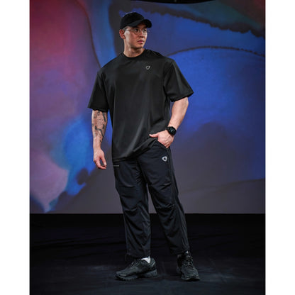 TEAMJOINED JOINED® PANELED STRETCH WIDE TROUSERS-BLACK