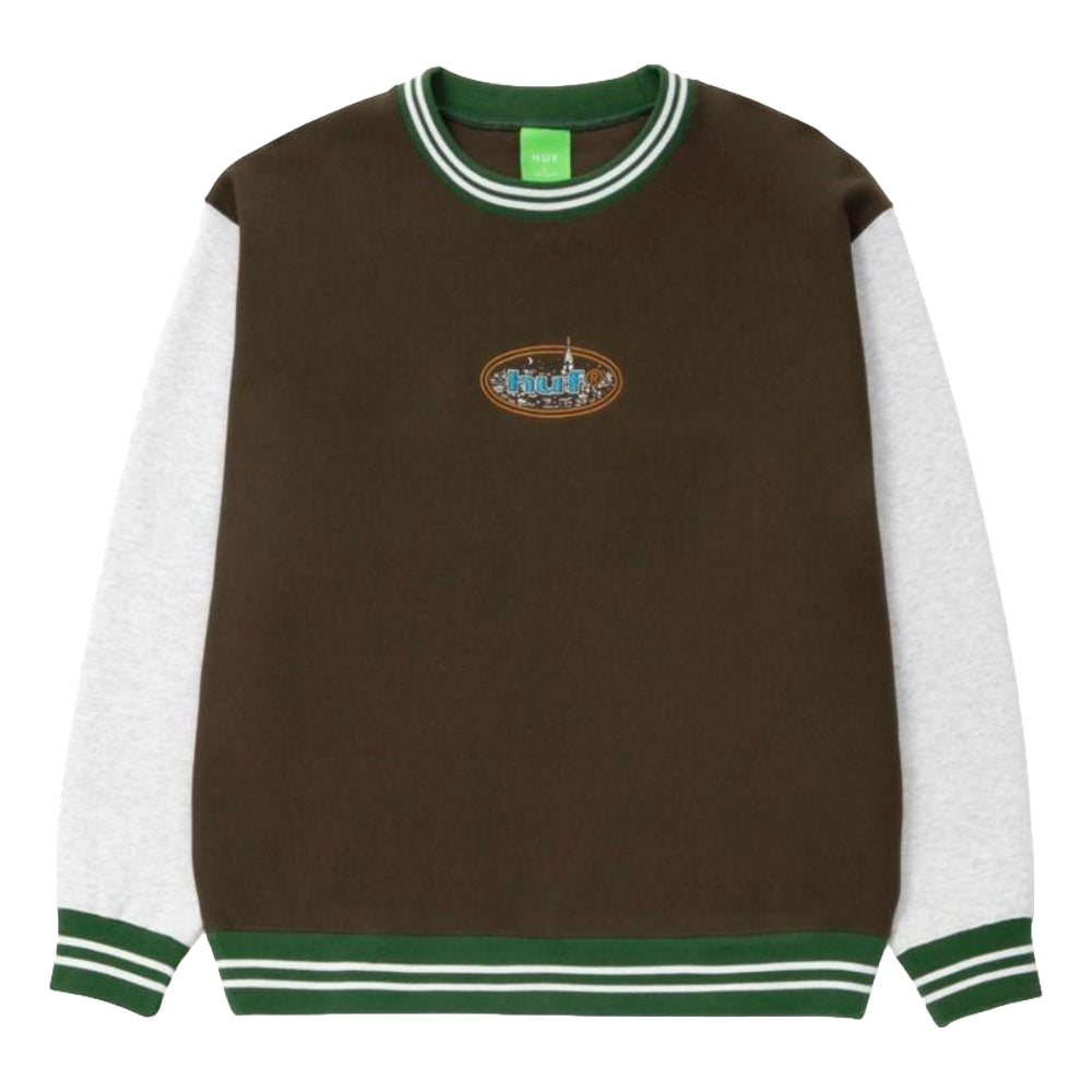 HUF JP CITY LIGHTS CREW-BROWN