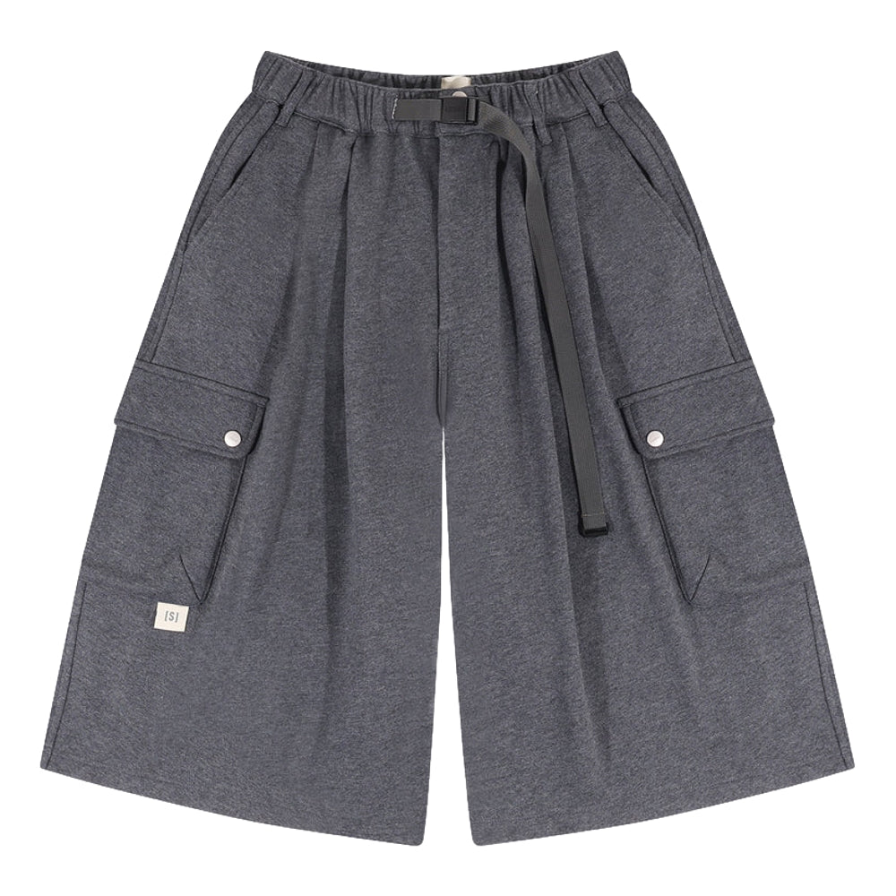 A[S]USL KNITTED CARGO SWEAT SHORTS-CHARCOAL